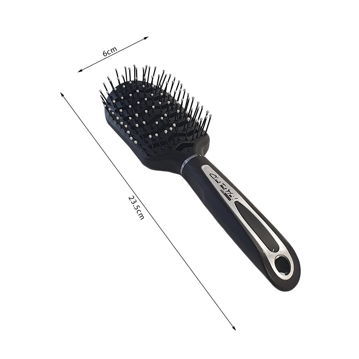 Engaging hair brush with black/silver plastic ball finish C'est Tout Moi!