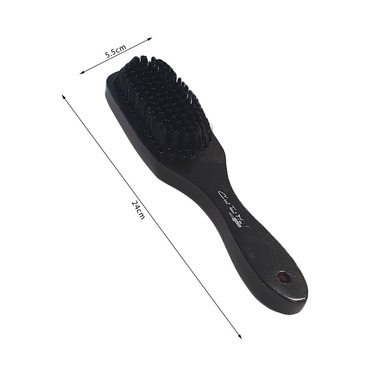 Black plastic hair brush with black wooden handle C'est Tout Moi!