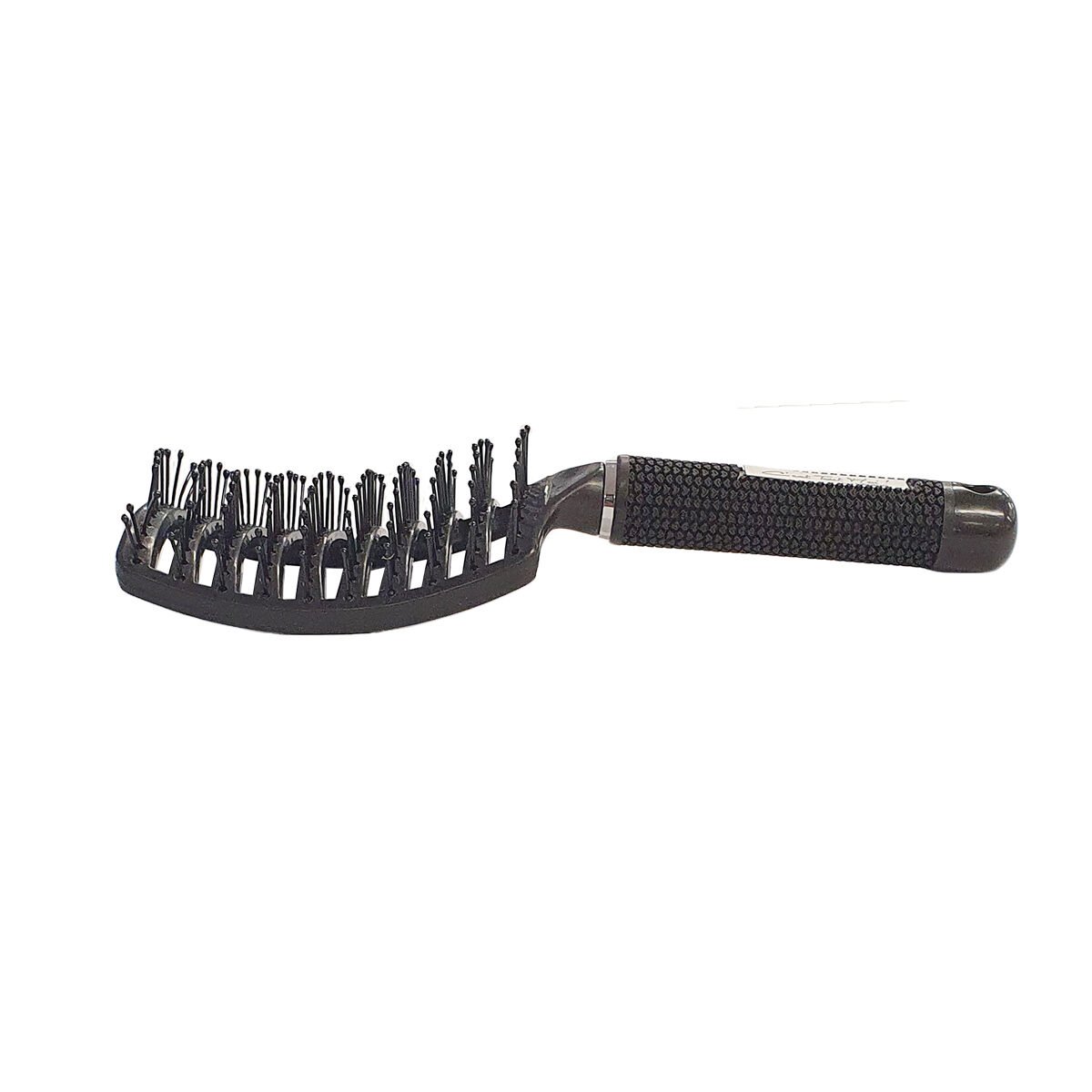 Brosse cheveux large incurvée démêlante picots finition boule plastique noir manche caoutchouté C'est Tout Moi !
