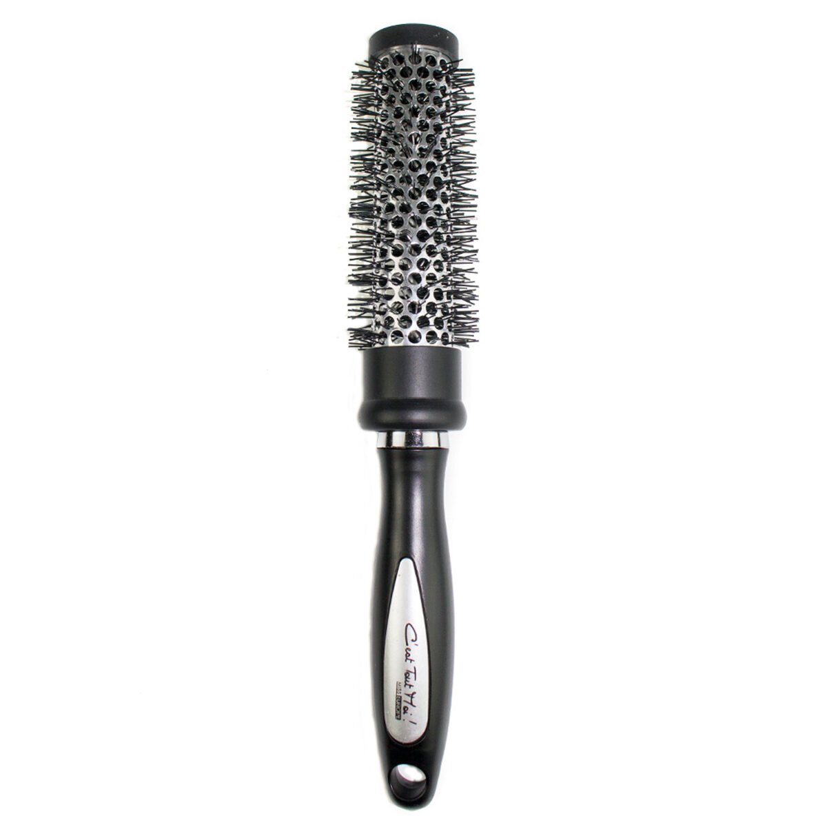 Fine round thermal hairbrush with plastic/aluminum black/silver pins C'est Tout Moi!
