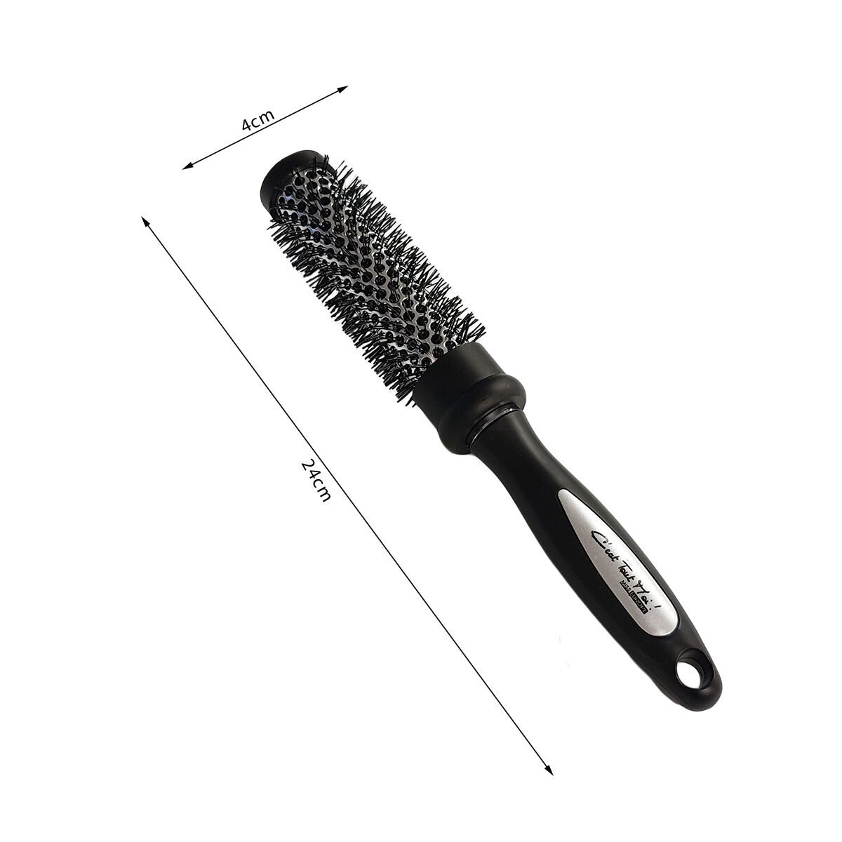 Fine round thermal hairbrush with plastic/aluminum black/silver pins C'est Tout Moi!