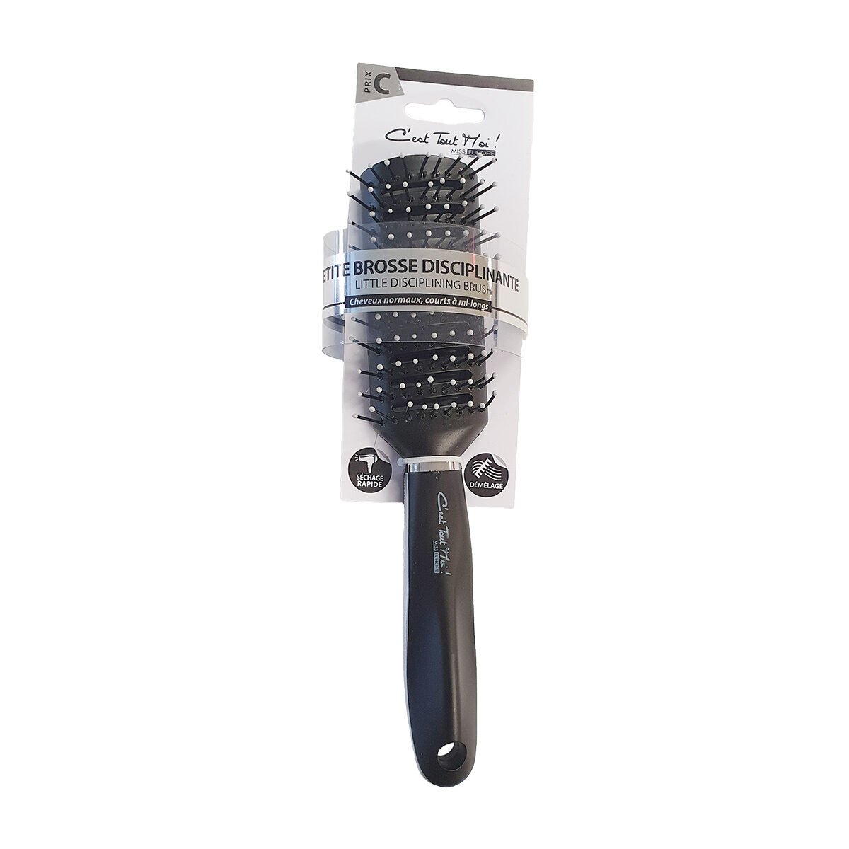 Black/silver plastic ball finish spiked hairbrush C'est Tout Moi!