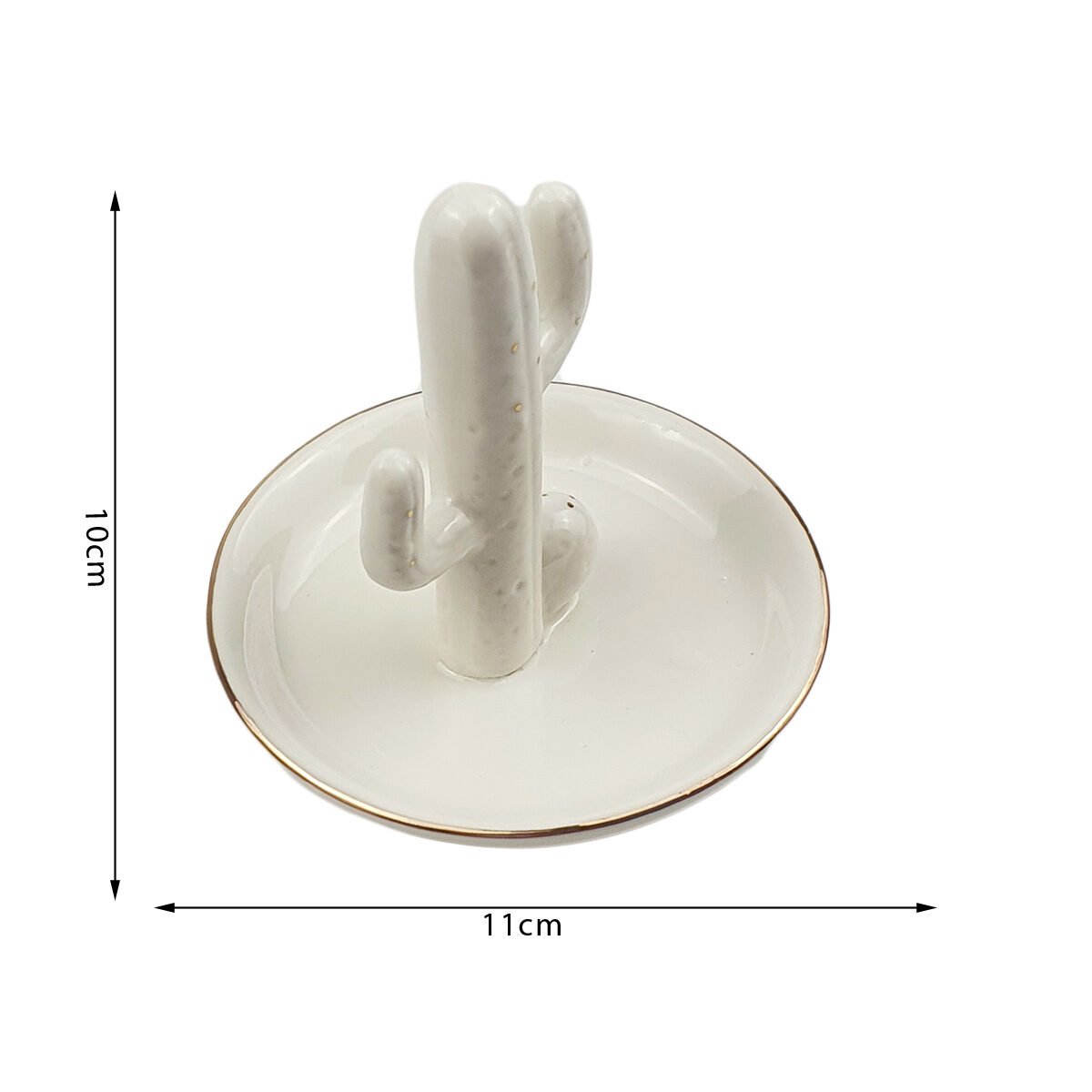 Porte-bague à plateau Cactus céramique blanc/doré