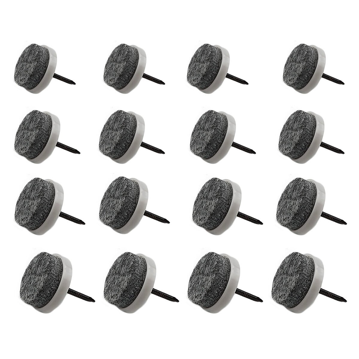 Set of 16 gray felt gliders with nails in 4 different diameters Home Esseential