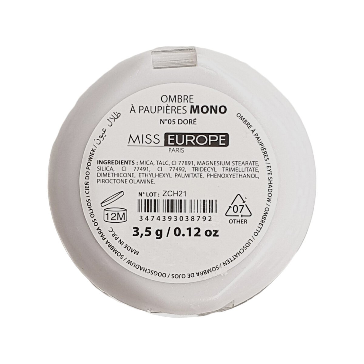 Mono eye shadow n°05 golden 3.5 g Miss Europ