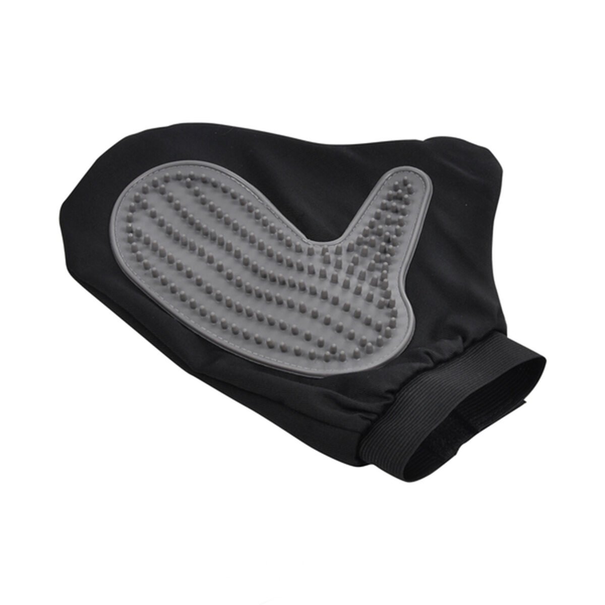 Grooming glove for dog/cat black nylon gray silicone studs Love Story