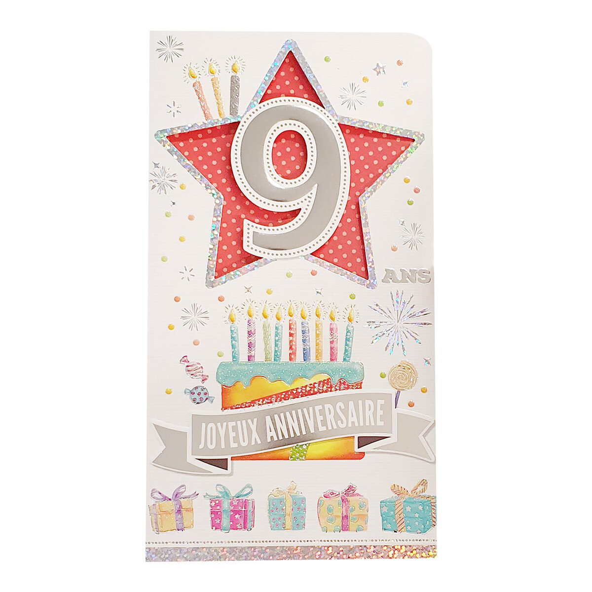 2-fold postcard for 9 years of L 22.5 X l 12.0 cm folded with envelope Age card