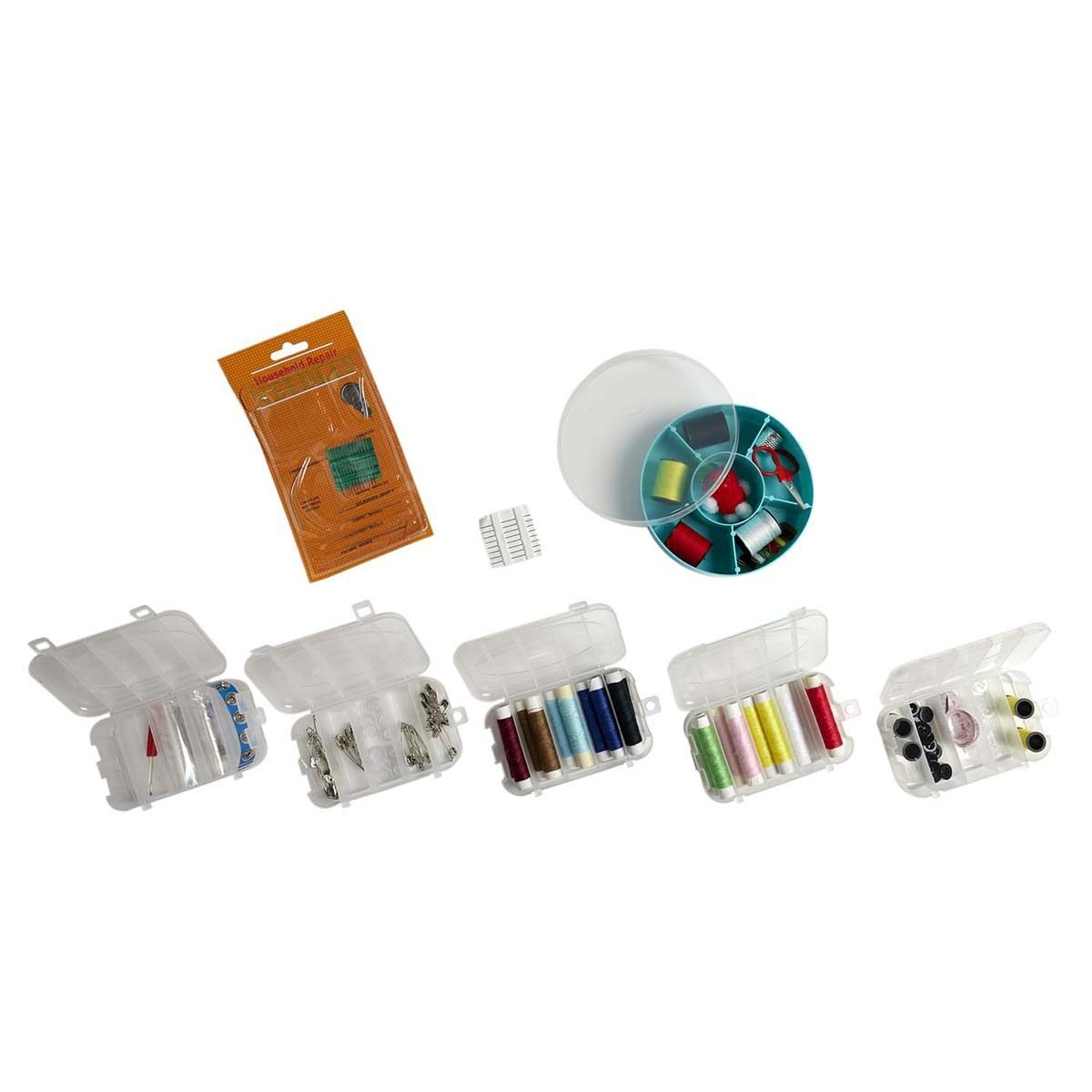 Boîte à couture Bocal plastique 6 en 1 avec 6 boîtes démontables, 210 accessoires inclus et 1 poignée de transport Je cherche une idée