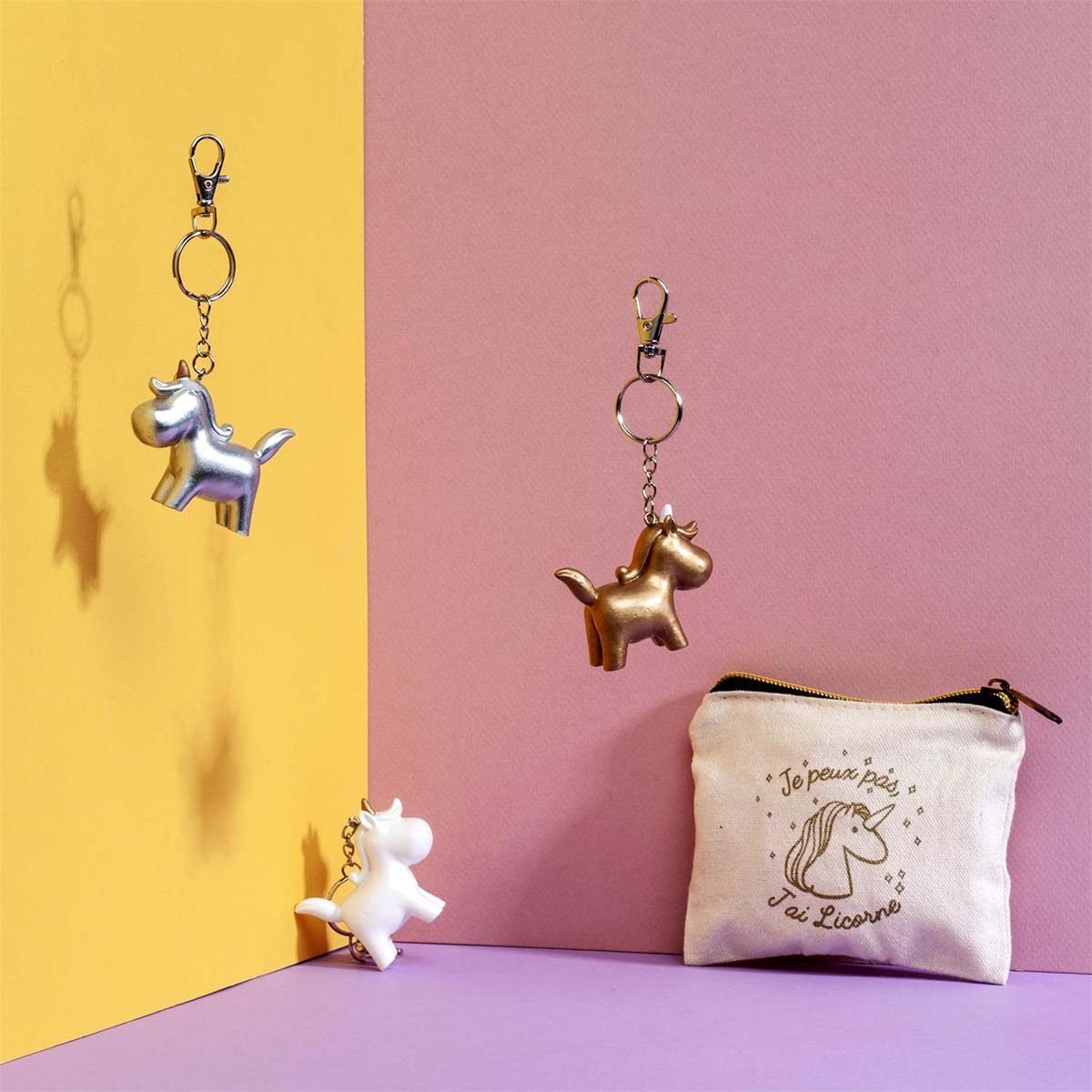 Multi-use pouch "8th Wonder..." silver unicorn canvas The Home Deco Factory