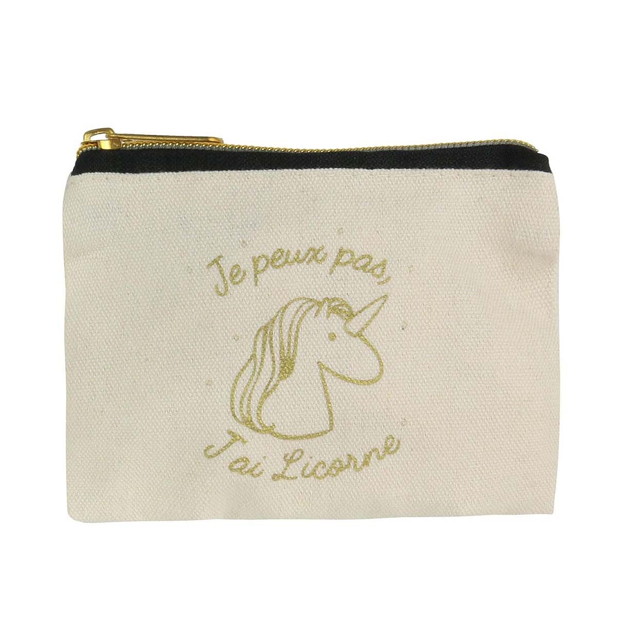 Gold Unicorn Multi-Purpose Pouch "I can't..." Canvas The Home Deco Factory