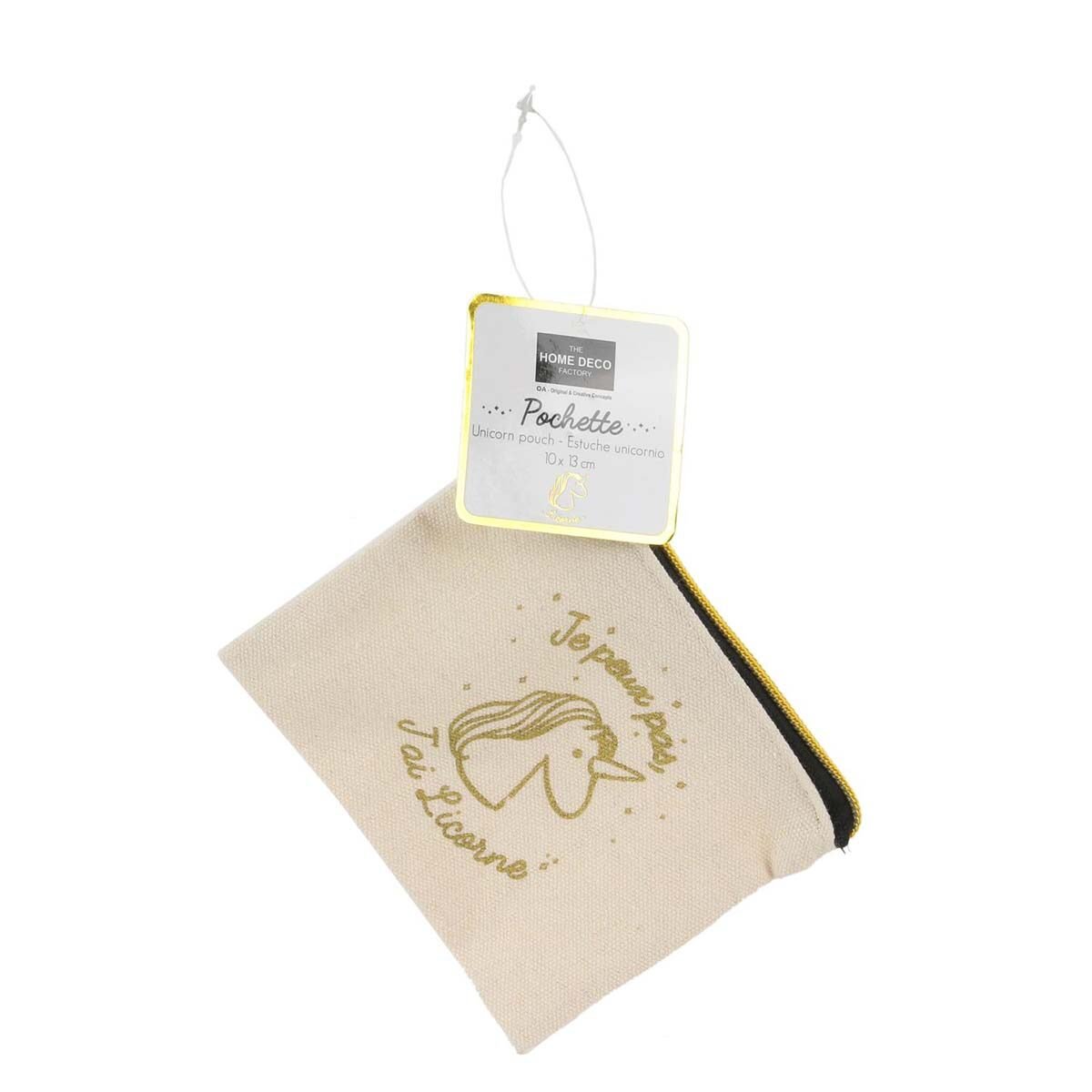 Gold Unicorn Multi-Purpose Pouch "I can't..." Canvas The Home Deco Factory