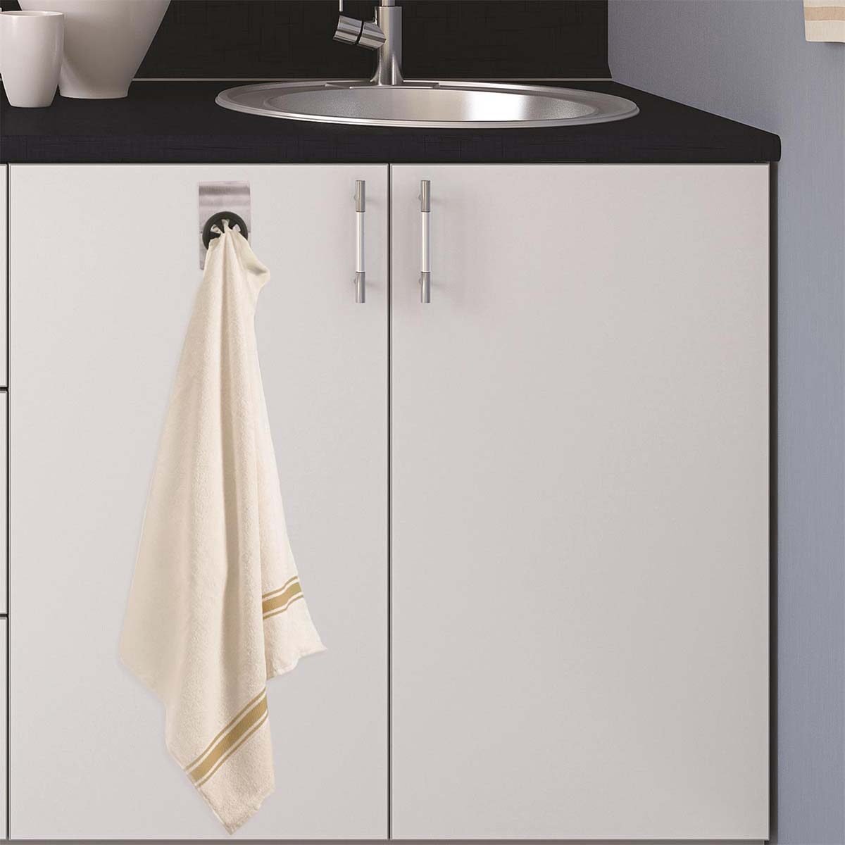 Accroche-torchon adhésif acier inoxydable/caoutchouc Je cherche une idée