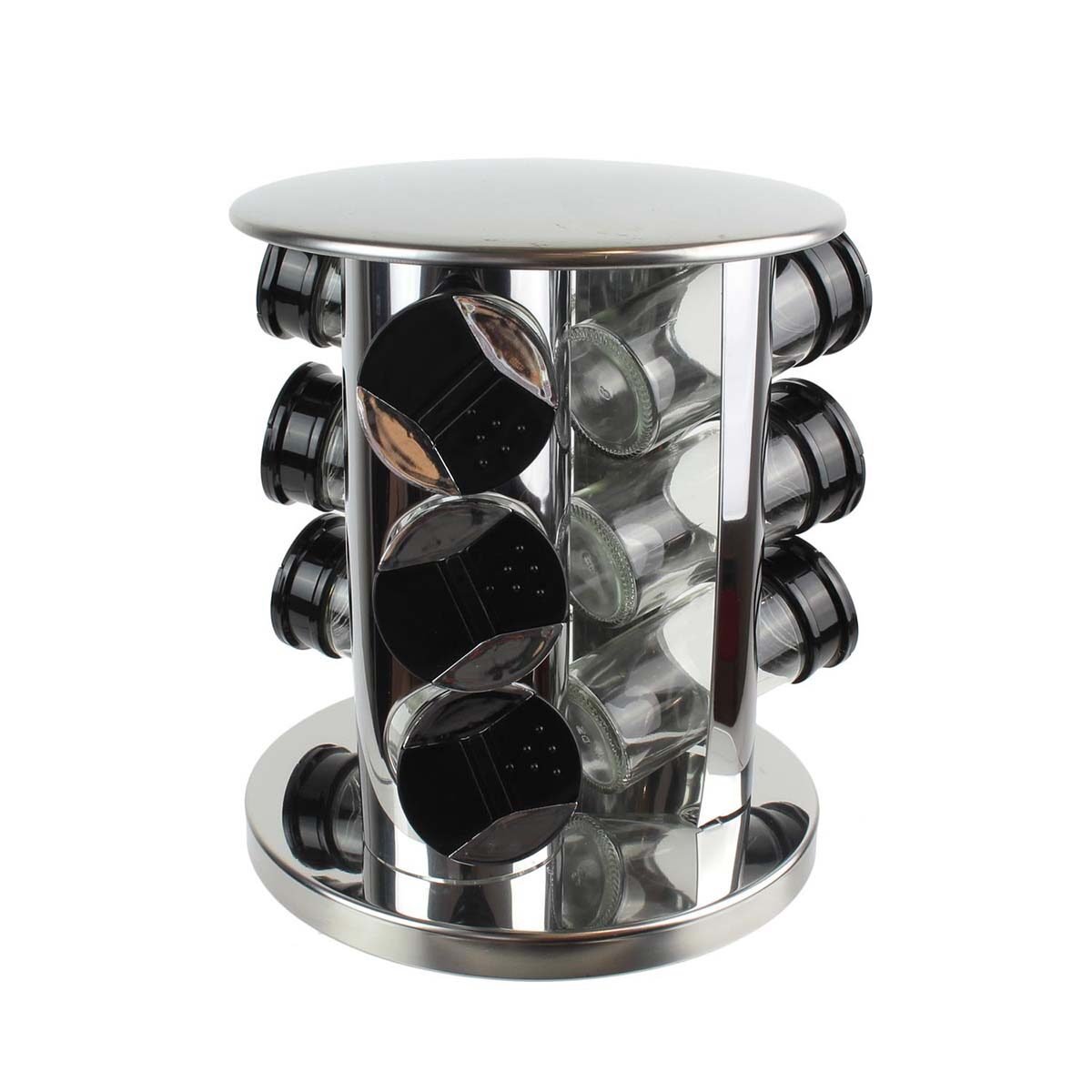 Carrousel à épices tour rotatif inox avec 9 pots verre