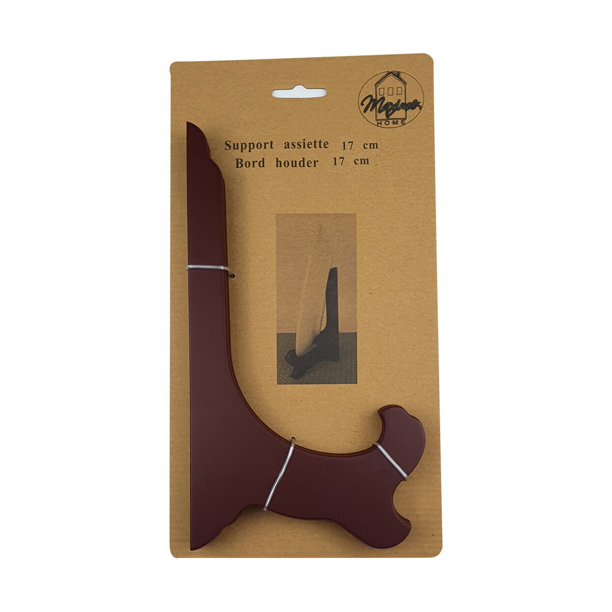 Decorative foldable burgundy wooden plate support Maxime Home