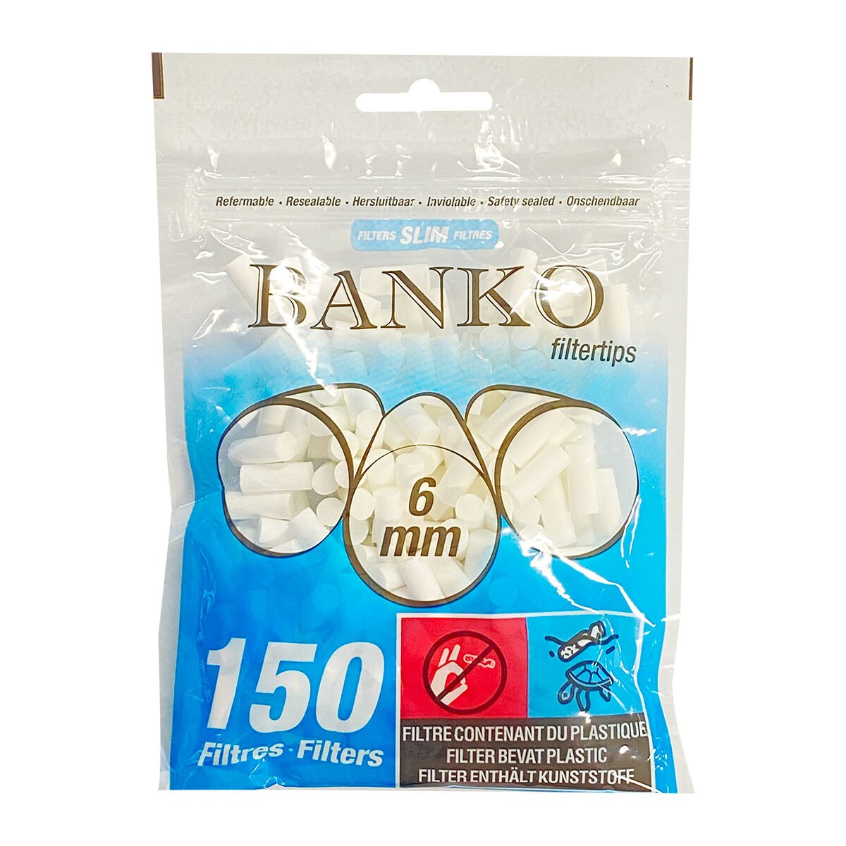 Lot 150 filtres à cigarettes slim mousse blanc D 6 mm Banko