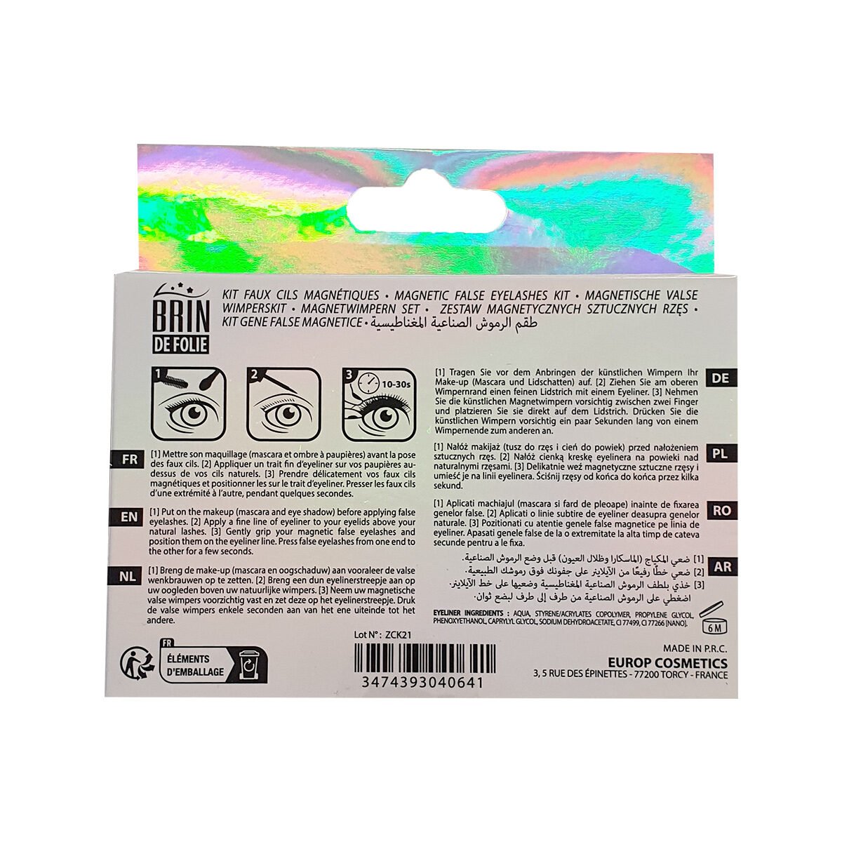 Magnetic false eyelashes kit n°01 Infinite length + Brin de folie eyeliner