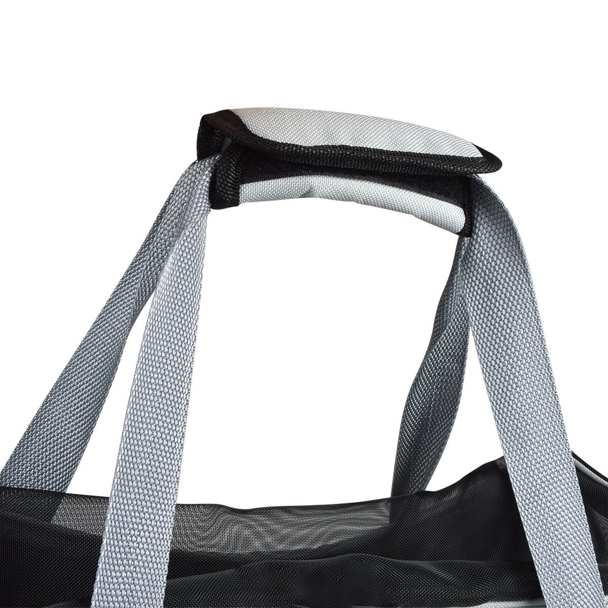 Sac de transport pliable pour chien/chat polyester gris avec grilles, poche, double poignée et bandoulière Love Story