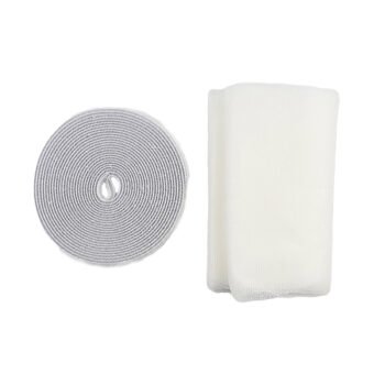 White polyester mosquito net set L 150 x W 250 cm + Luance adhesive velcro fixing strip