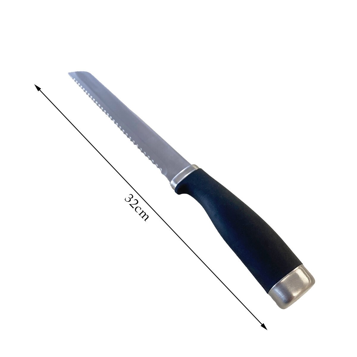 Couteau à pain lame acier inoxydable avec poignée siliconé