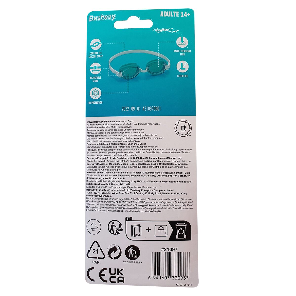 Lunettes de natation adulte plastique/silicone protection UV Bestway