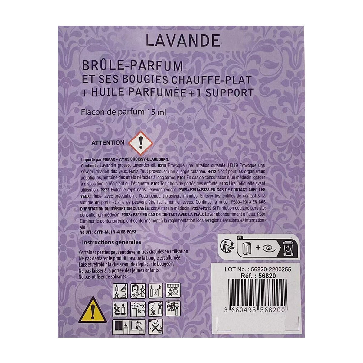 Lavender scent box with ceramic incense burner, scented oil and 2 Karma Scents tea lights