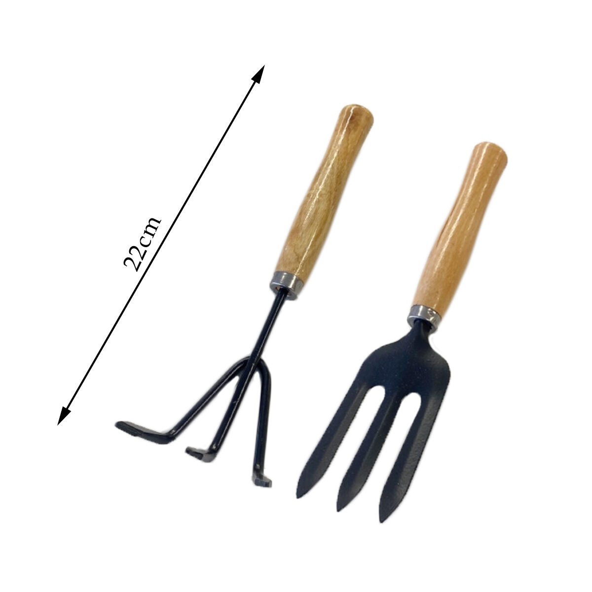 Lot 3 outils de jardinage métal noir avec manche bois Happy Green
